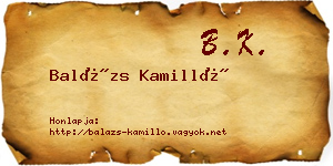 Balázs Kamilló névjegykártya
